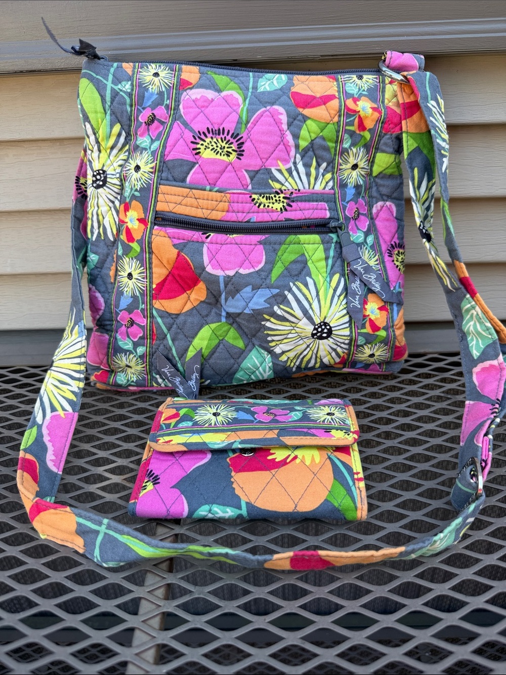 Vera Bradley quilted crossbody bag and Wallet set in Jazzy Blooms floral pattern